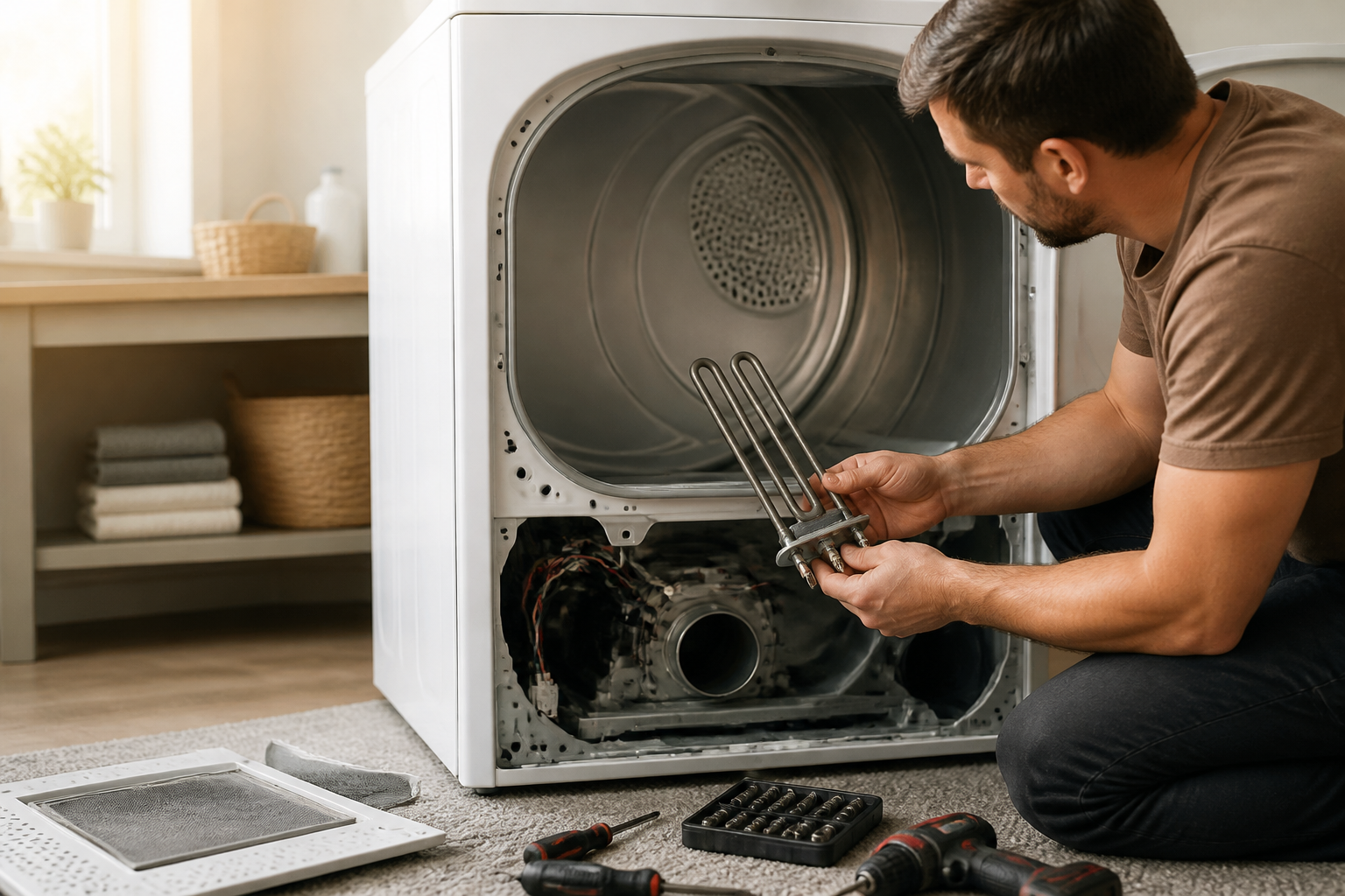 LG DLE3400W Dryer Not Drying — Heating Element & Troubleshooting