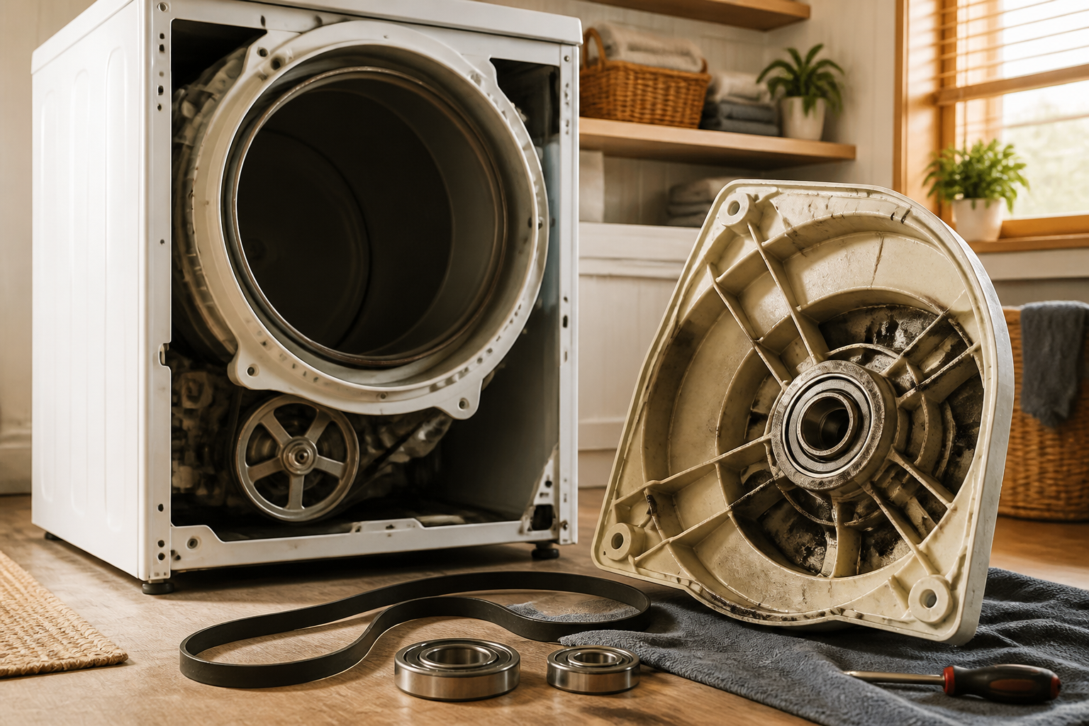 Maytag MEDC465HW Squealing Loudly — Drum Bearing & Belt Fix