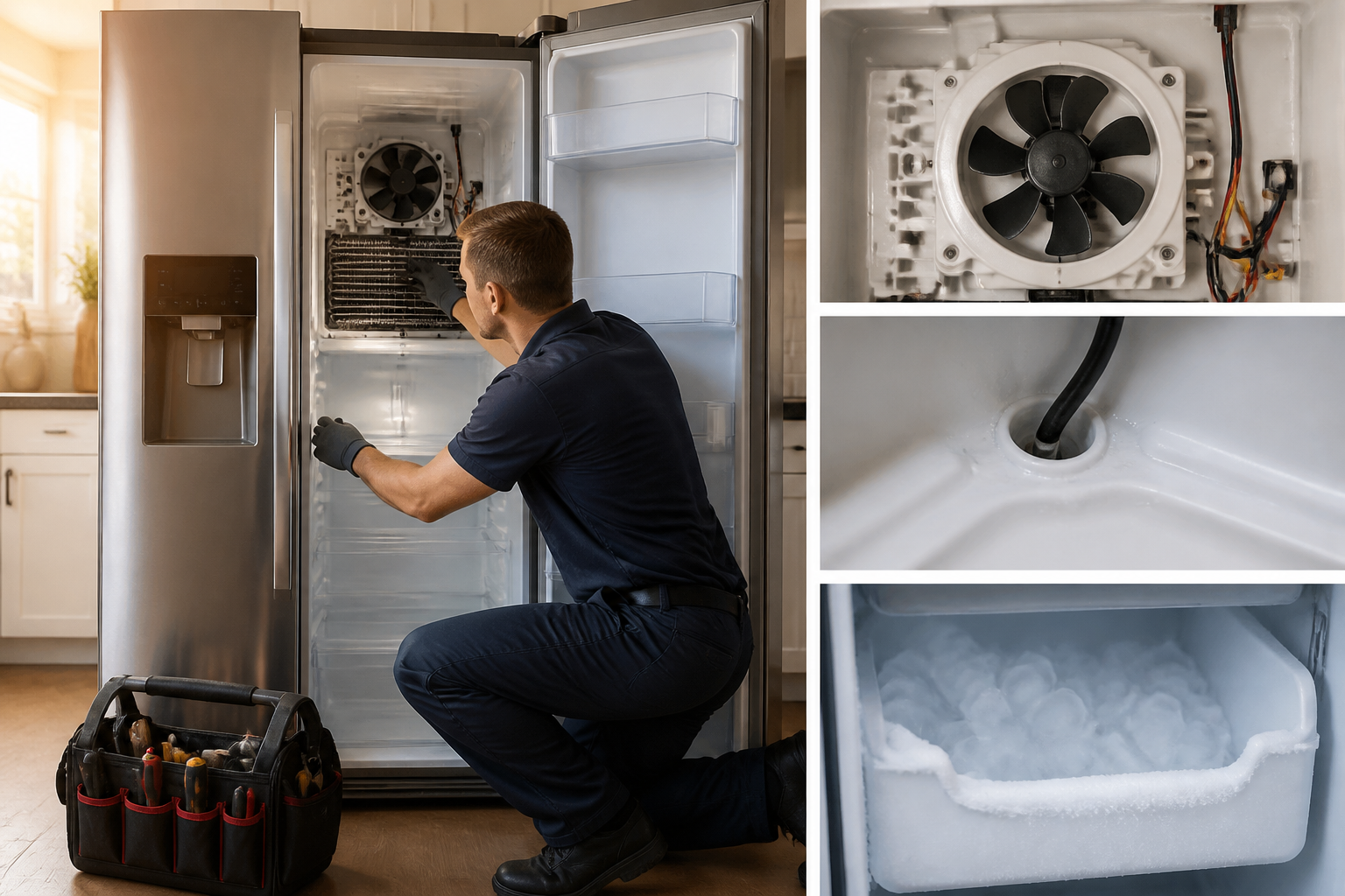 Samsung RS27T5200SR Fan Noise, Defrost Drain & Frozen Ice Bucket Fix